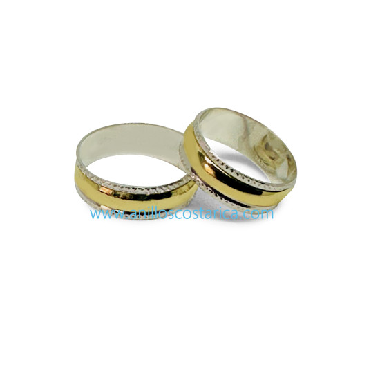 Argollas de Matrimonio Plata con Oro | Anilloscostarica.com